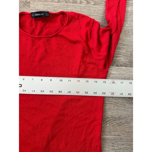 Zara Knits EUC Red Long Sleeve Crewneck Sweater Top Size S - Picture 4 of 4